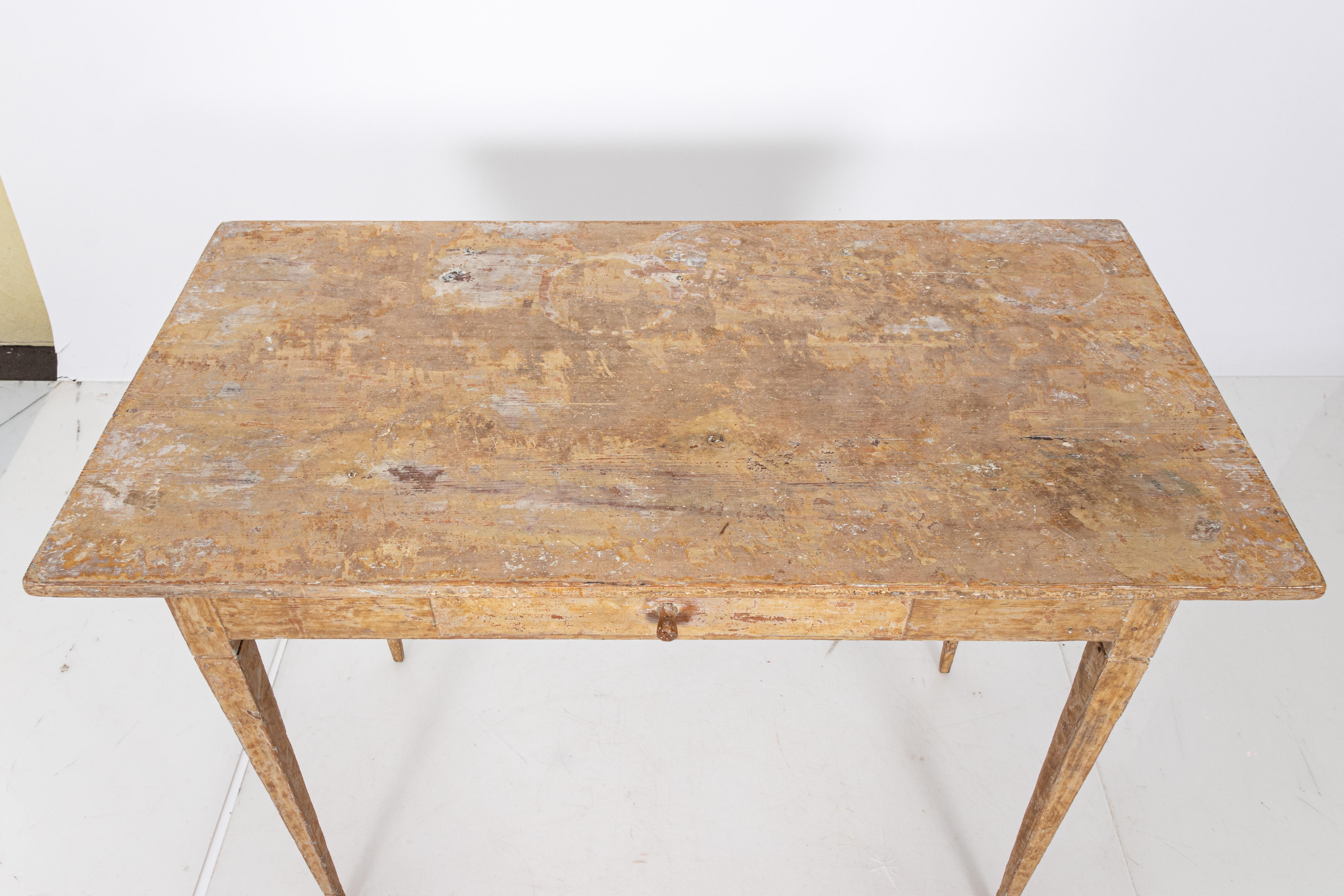 18th Century Antique Gustavian Style Writing Desk with Dry Scraped Finish