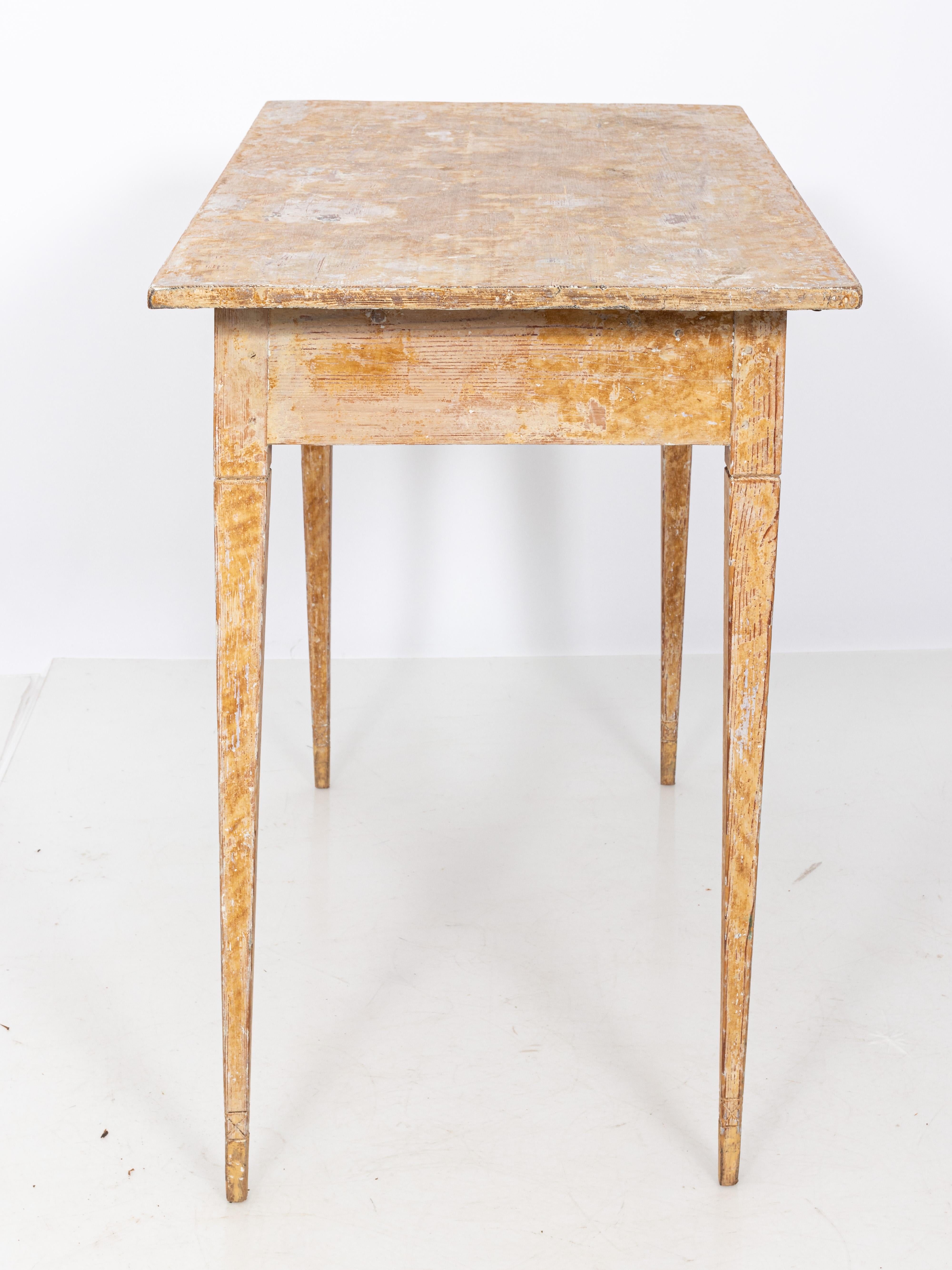 Pine Antique Gustavian Style Writing Desk with Dry Scraped Finish