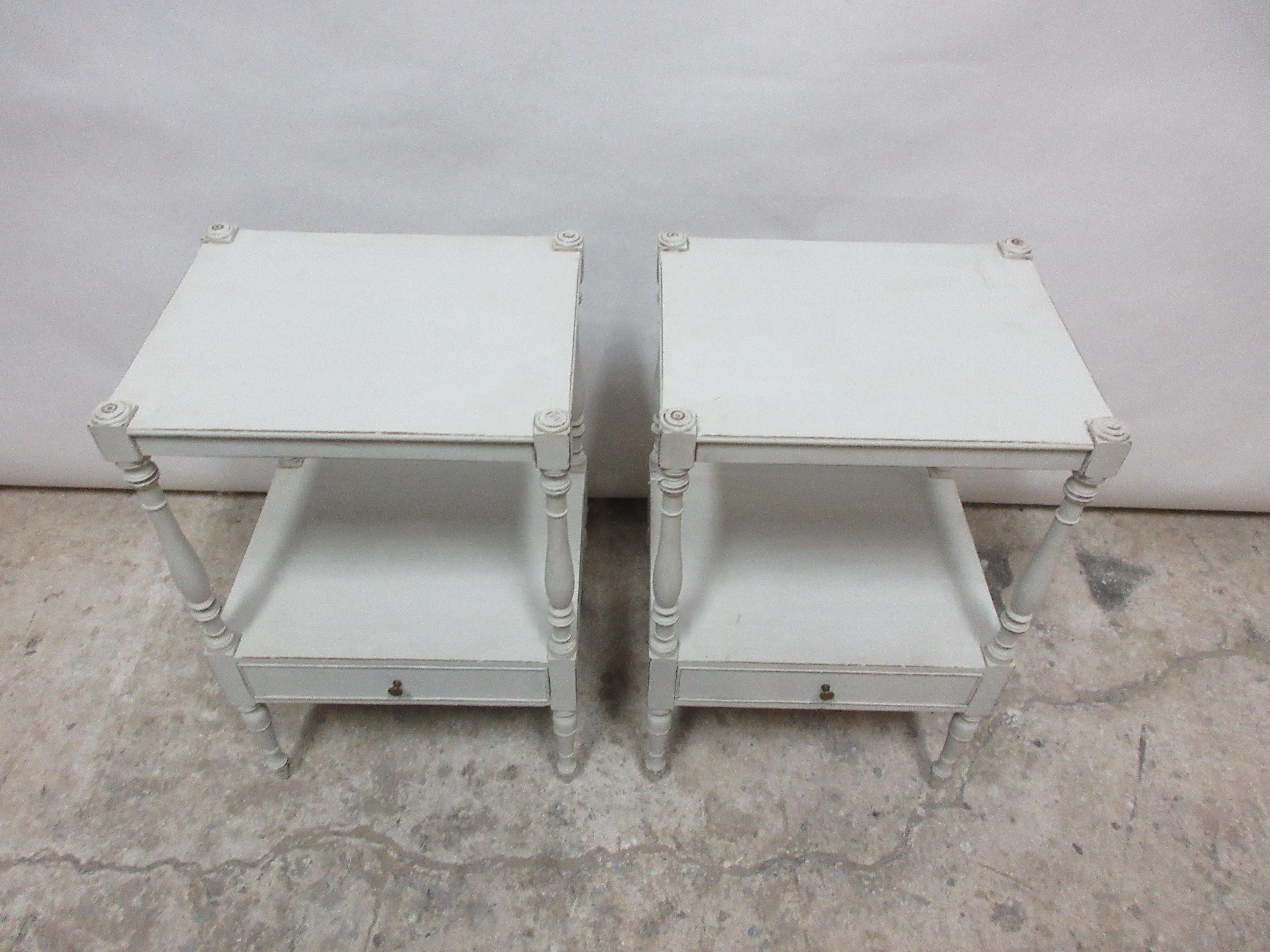 Gustavian Style Side Tables  In Distressed Condition In Hollywood, FL
