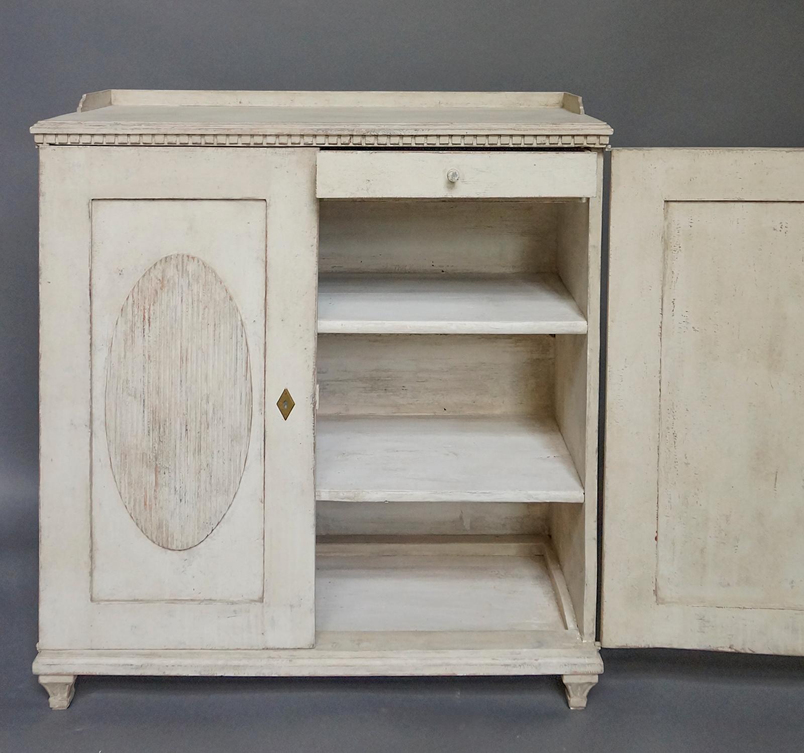 Swiss Gustavian Style Sideboard with Gallery Top
