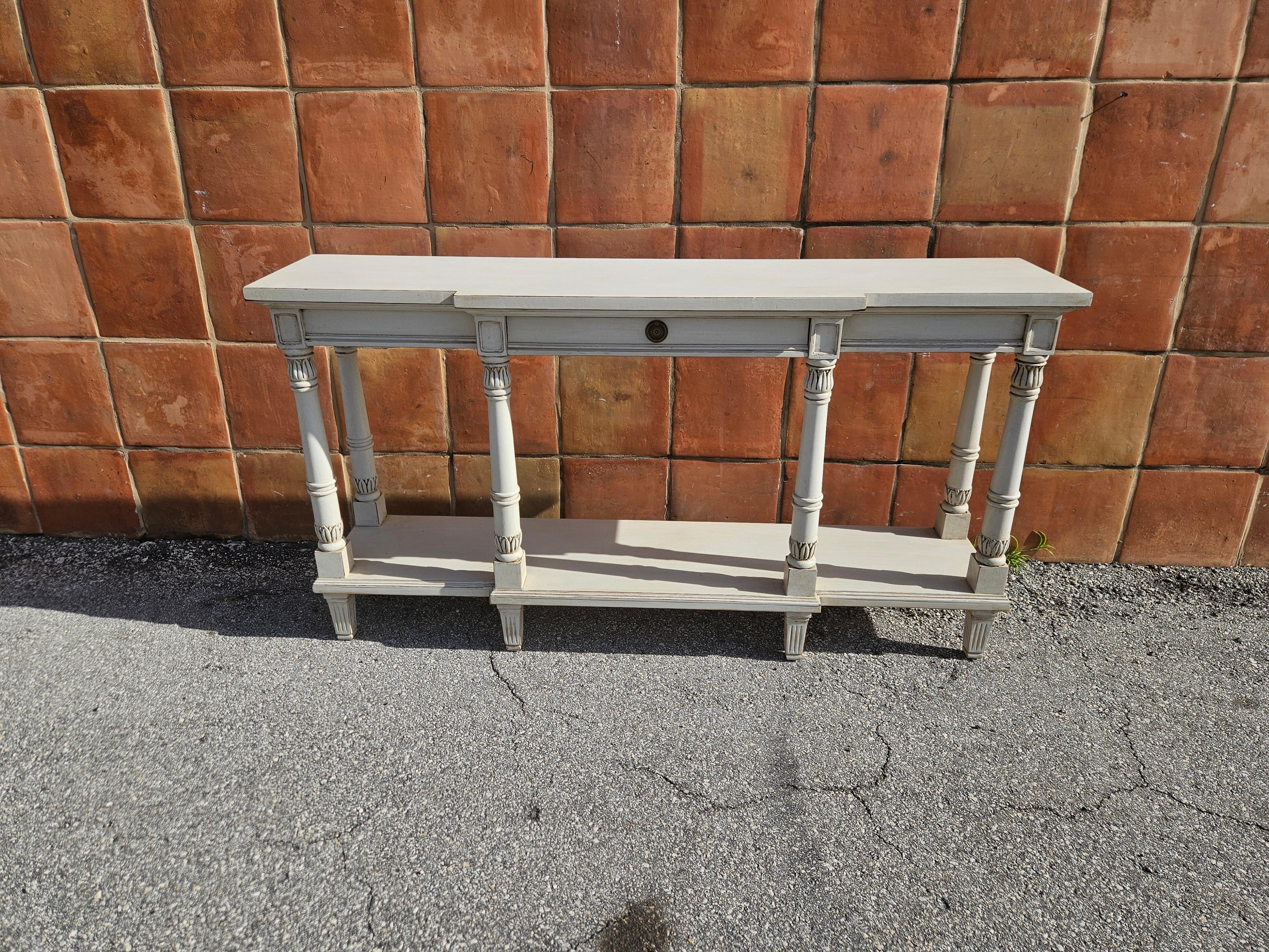This is a unique Gustavian Style Single Drawer Console Table.  its has just been restored and repainted with Milk Paints 
