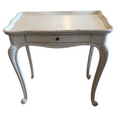 Gustavian Style Small Rectangular Gray White Painted End Table