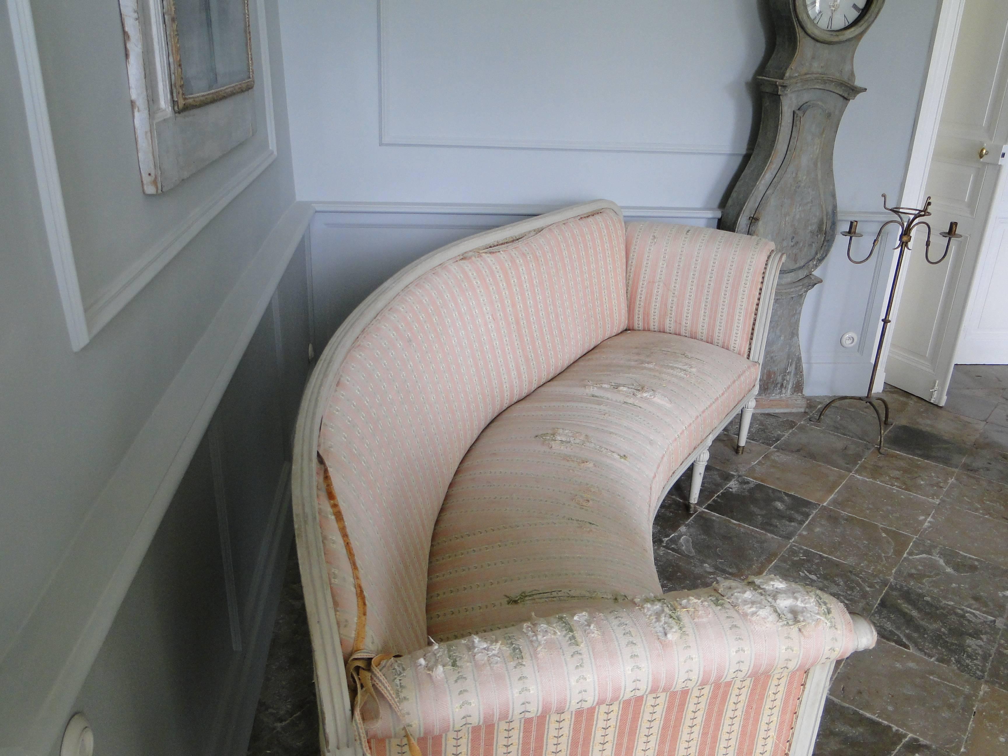 Wood Gustavian Style Sofa Early 1900 to Be Upholstered For Sale