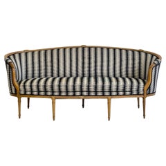 Antique Gustavian Style Sofa with Black and White Striped Upholstery