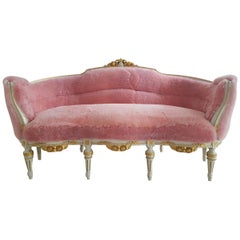 Antique Gustavian Style Sofa with Pink Shearling Upholstery
