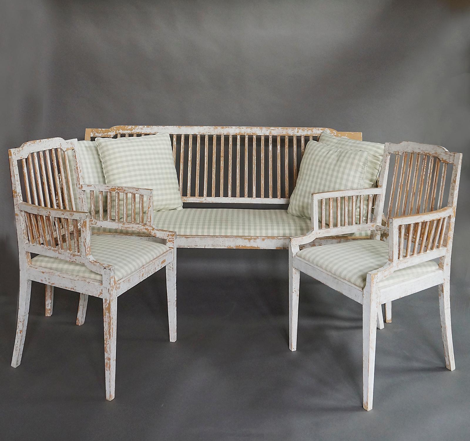 Gustavian Style Stick-Back Settee 1