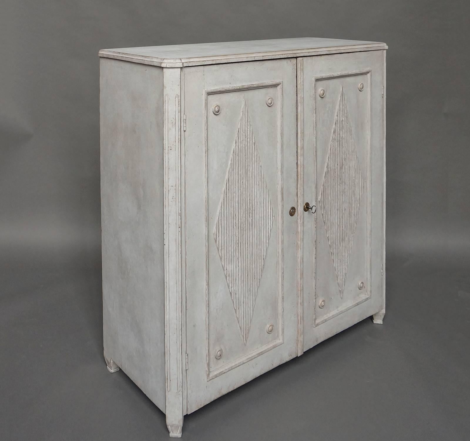 Hand-Carved Gustavian Style Swedish Two-Door Sideboard