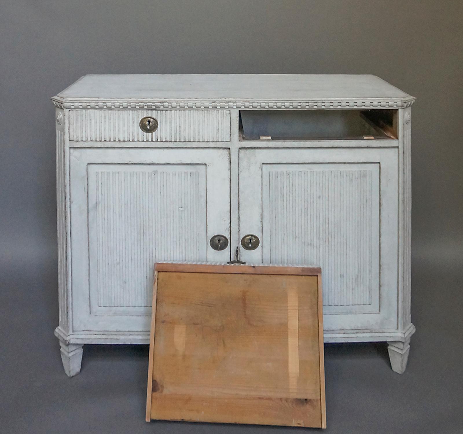 Hand-Carved Gustavian Style Two-Door Sideboard