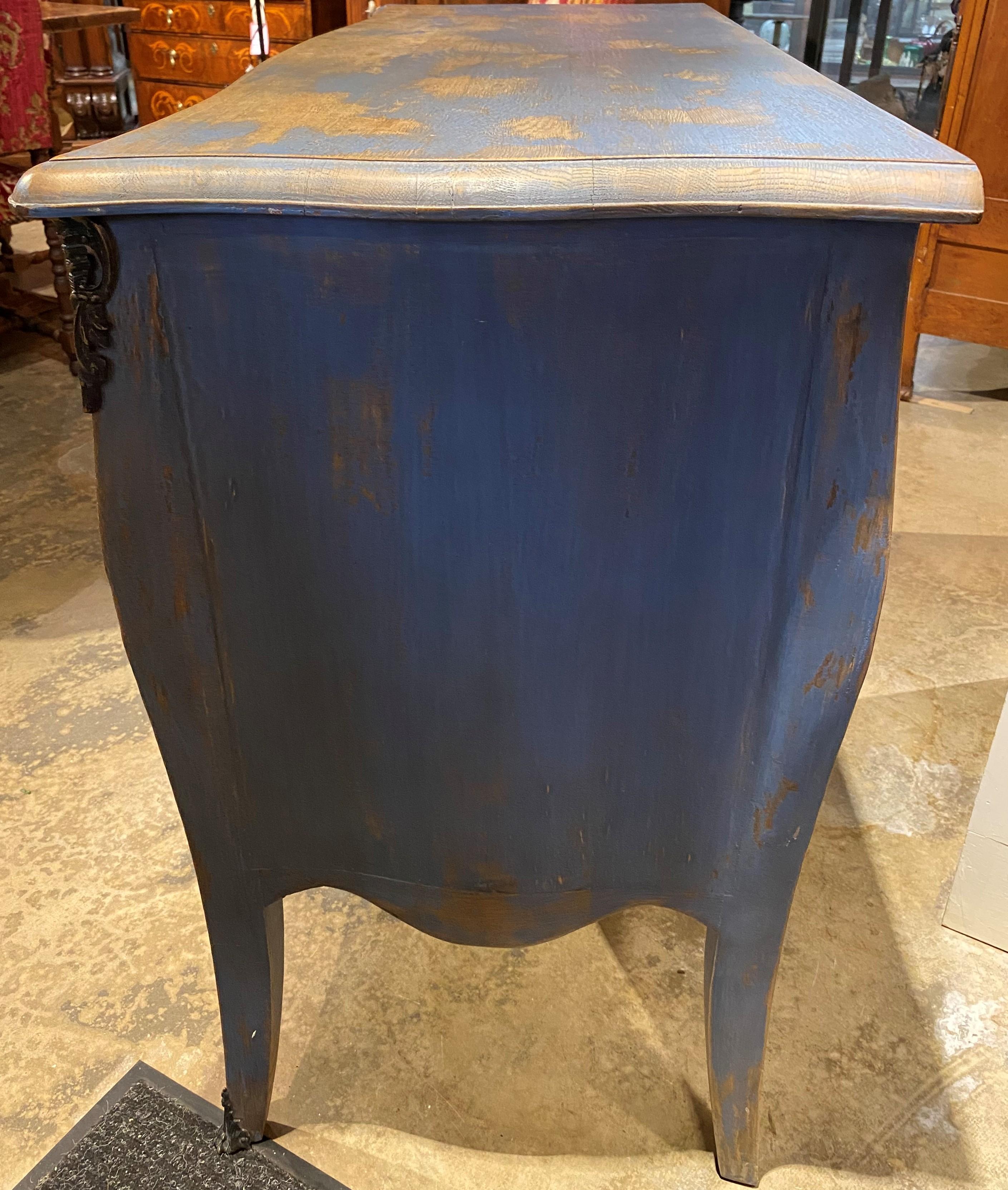 Gustavian Style Two Drawer Commode in Blue Paint In Good Condition In Milford, NH