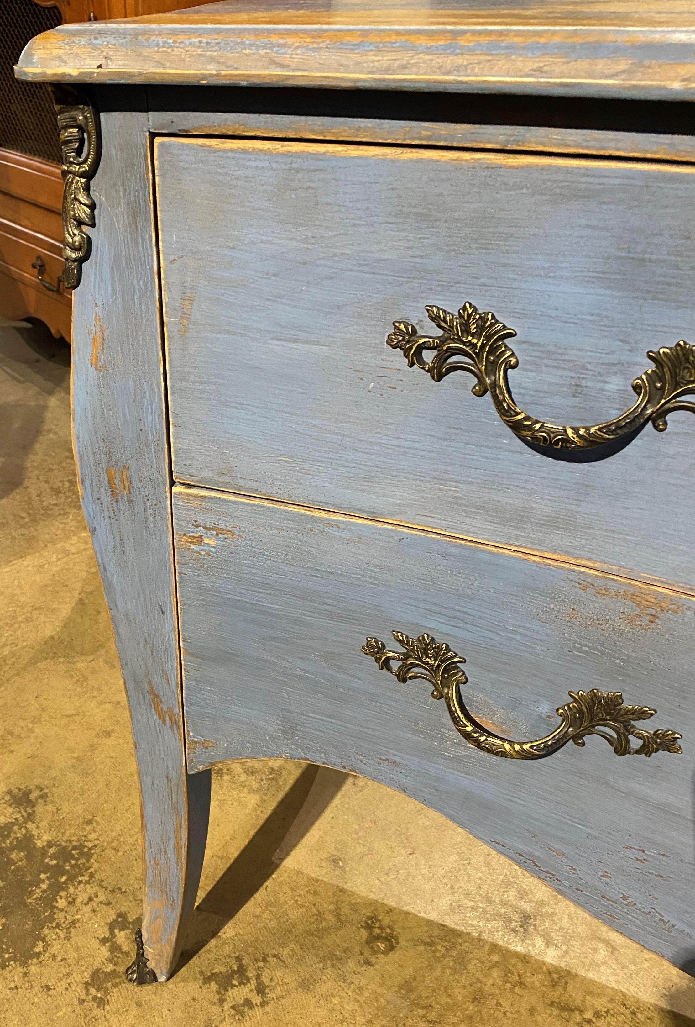 Gustavian Style Two Drawer Commode in Blue Paint 2