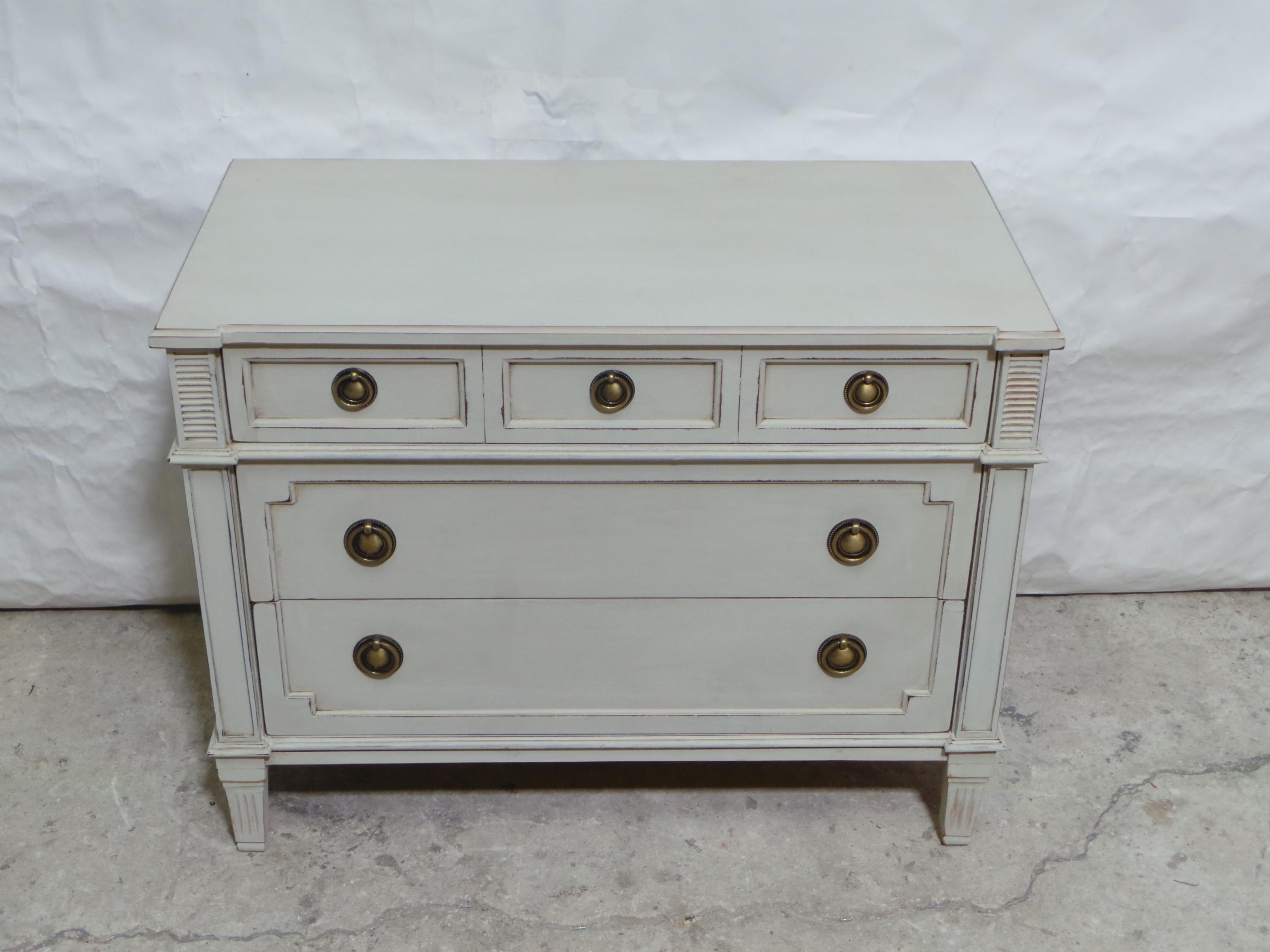 Swedish Gustavian Style Unique 3 Drawer Chest of Drawers For Sale