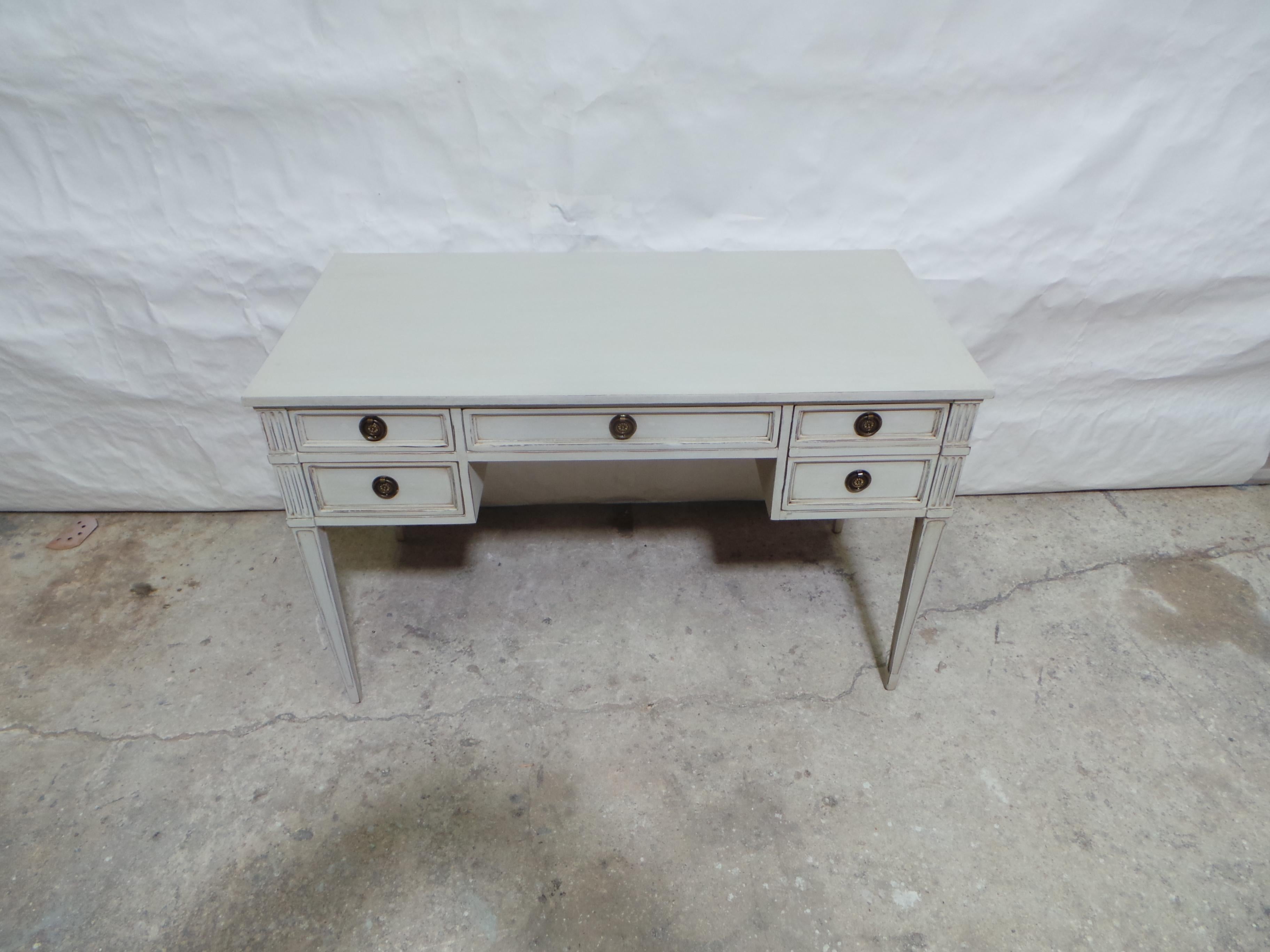Swedish Gustavian Style Unique 5 Drawer Desk For Sale