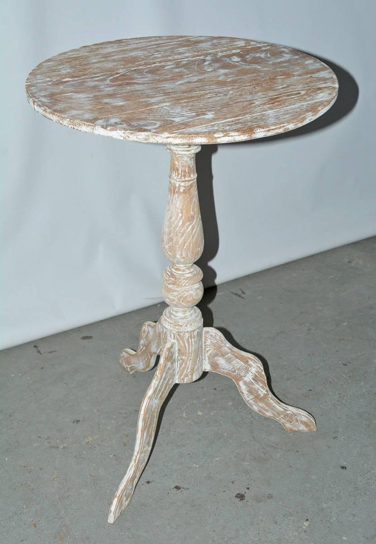 Gustavian Style White Washed Pedestal Side Table For Sale at 1stdibs