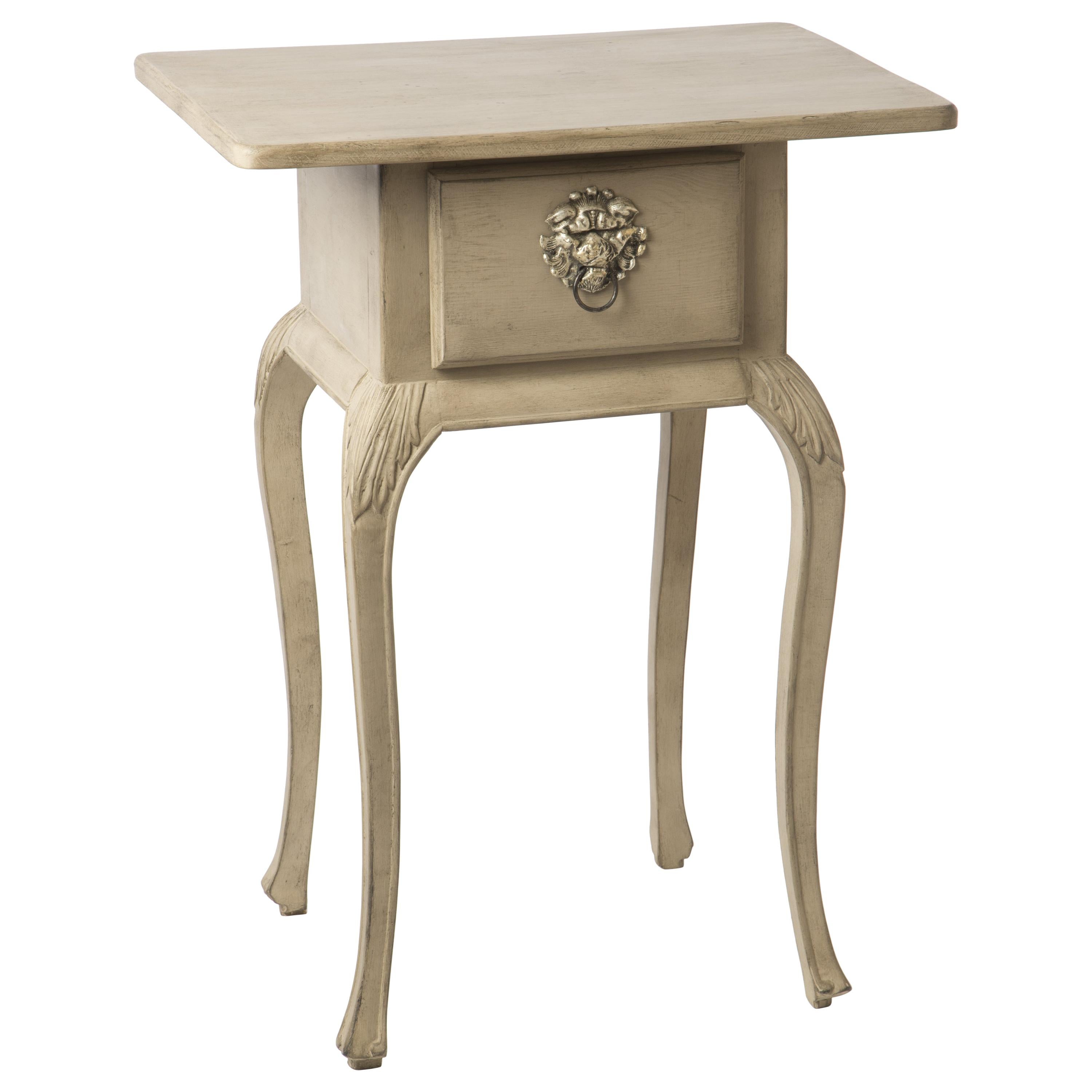 Gustavian Styled Side Table with Drawer and Curved Legs