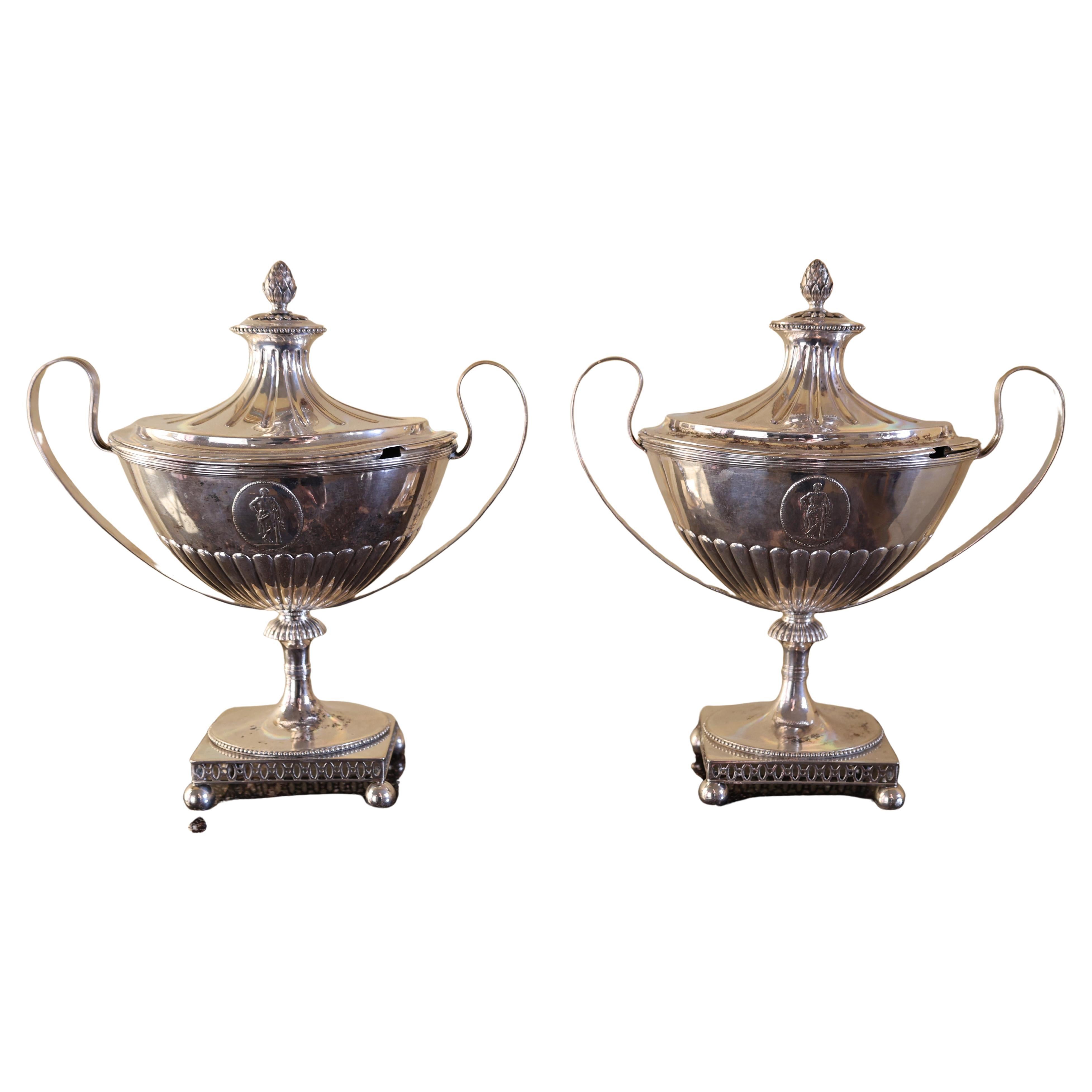 Gustavian Sugar Bowls in Silver