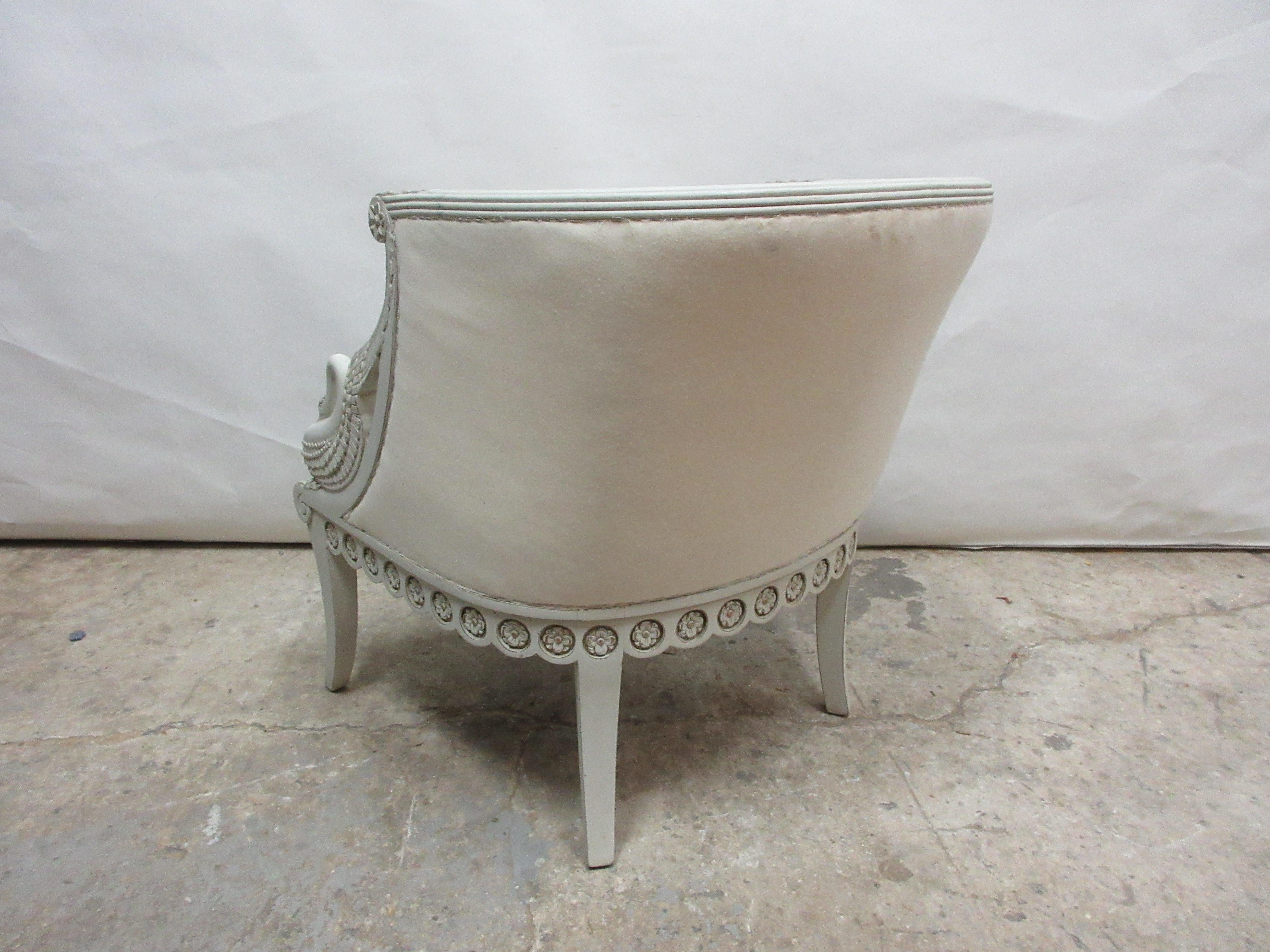 This is a Gustavian swan chair, it has been restored and repainted with milk paints 