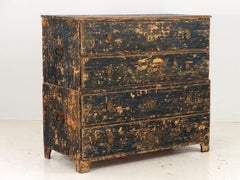 Gustavian Swedish Black Chest on Chest, early 19th Century