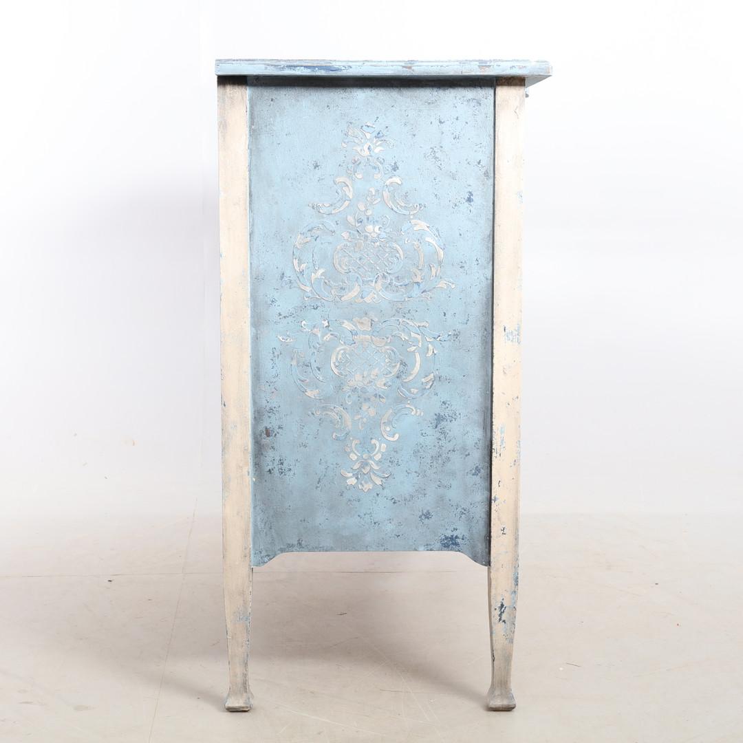Gustavian Swedish Chest of Drawers Commode Hand Decorated Antique Classical Blue In Good Condition In LONDON, GB