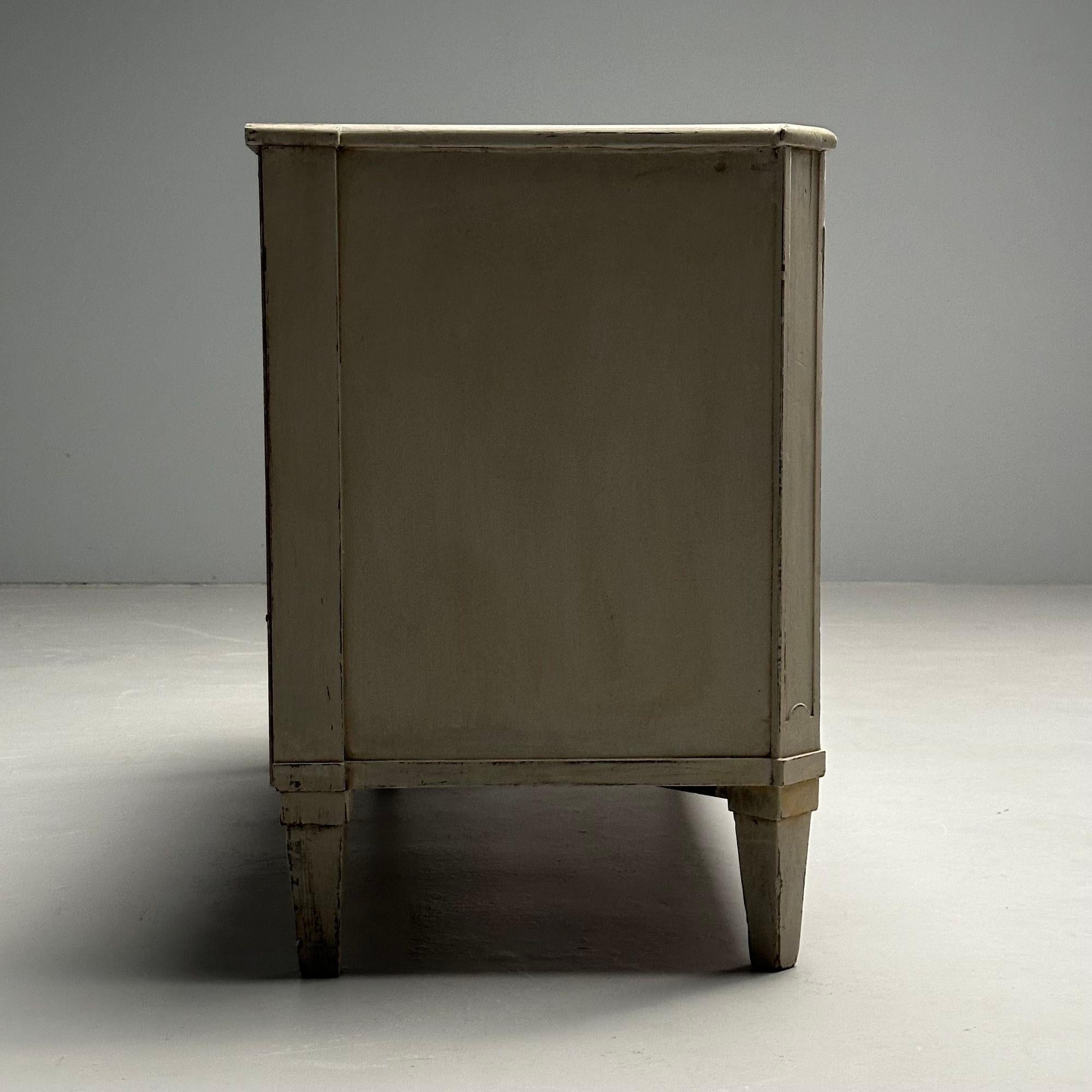Gustavian, Swedish Commode, Gray Paint Distressed, Brass, Sweden, 1900s For Sale 9