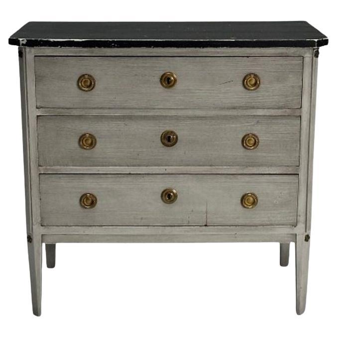 Gustavian, Swedish Commode, Gray Paint Distressed, Sweden, 1950s For Sale