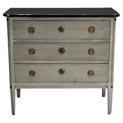 Vintage Gustavian, Swedish Commode, Gray Paint Distressed, Sweden, 1950s