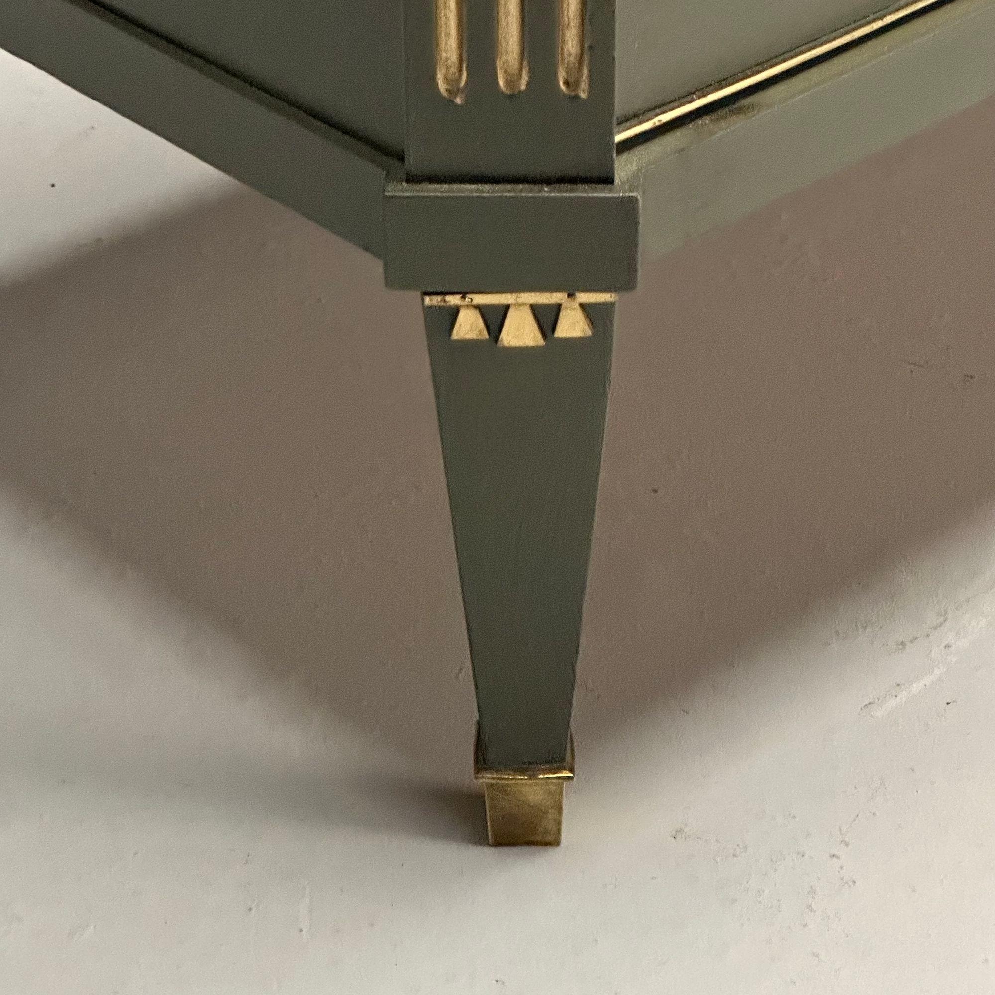 Gustavian, Swedish Commode, Green Paint, Marble, Brass, Sweden, 1980s For Sale 3