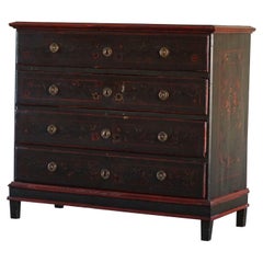 Gustavian Swedish Hand Painted Folk Art Chest of Drawers, Late 18th Century