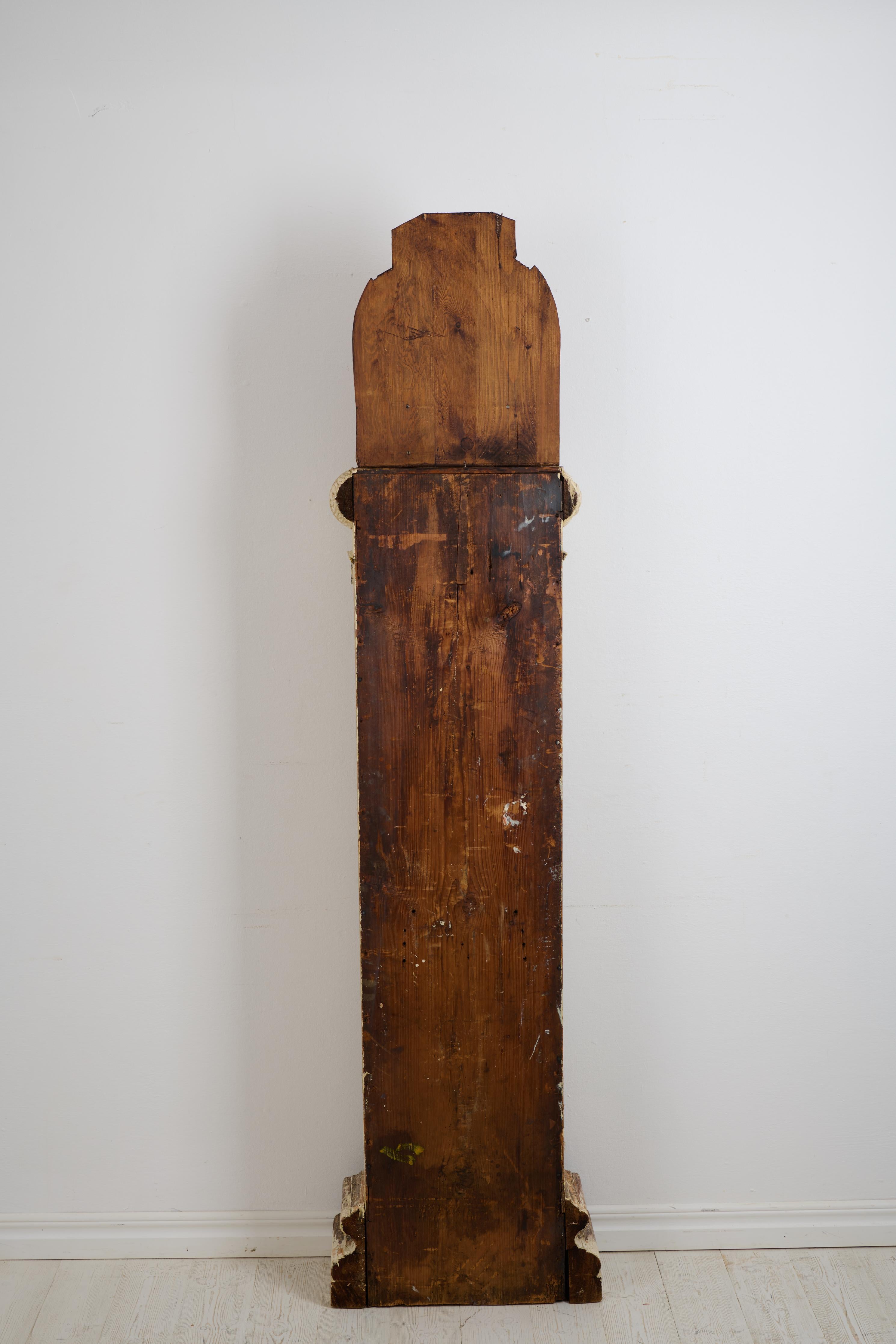 Gustavian Swedish Long Case Clock from the Late 1700s, Unusual Straight Shape For Sale 7