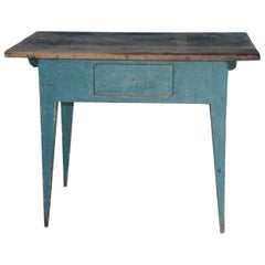 Gustavian Swedish Table with Drawer with Original Blue Paint, circa 1790