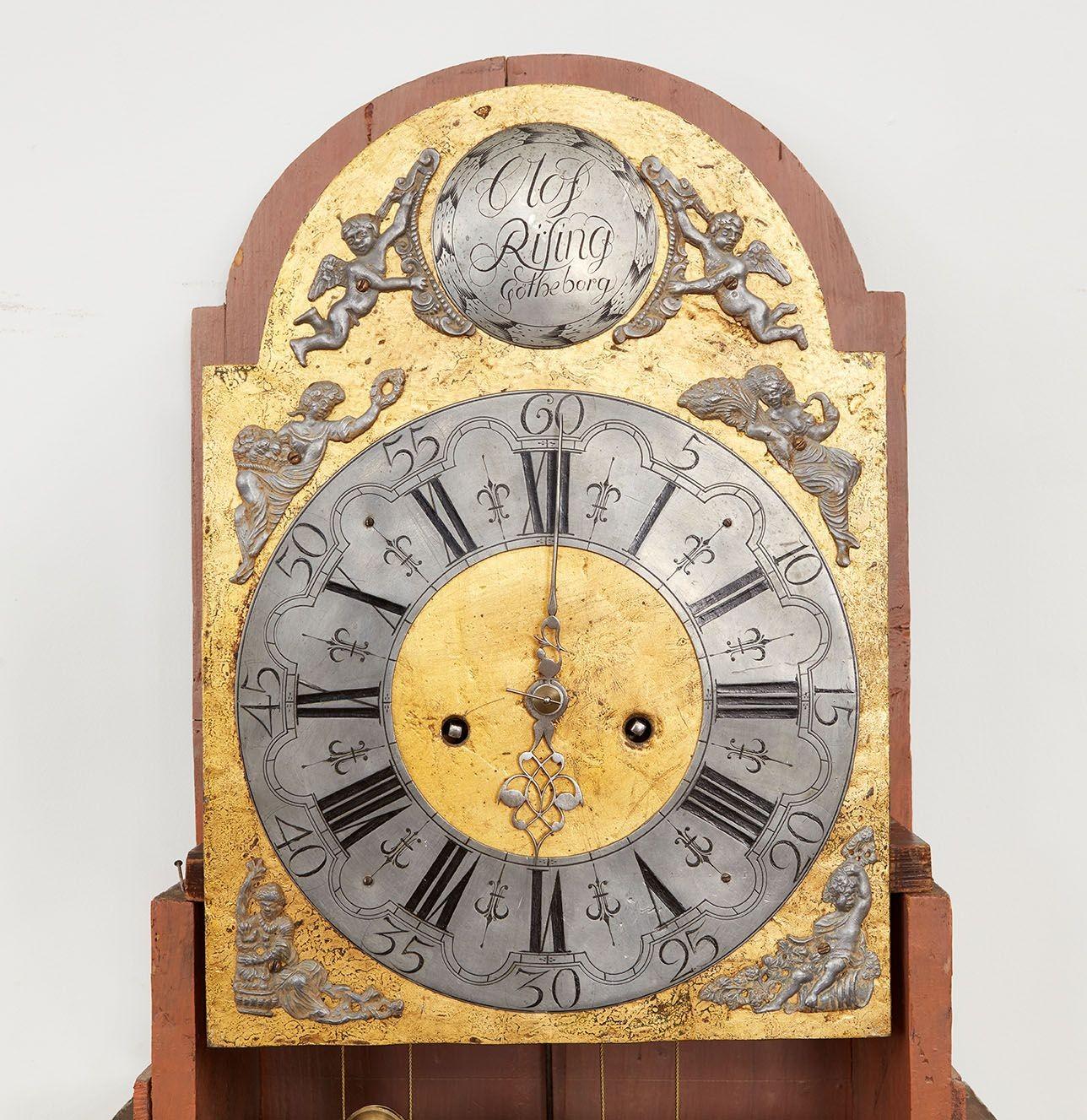 Gustavian Tallcase Clock In Good Condition For Sale In Greenwich, CT