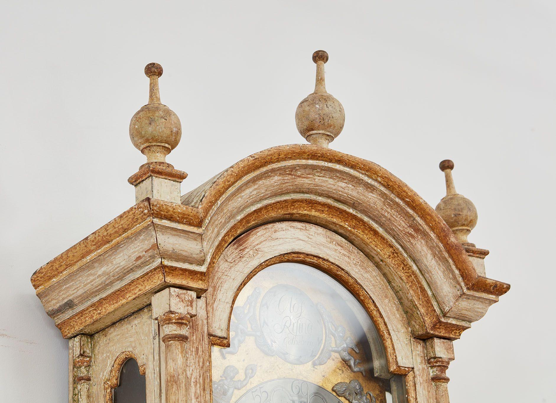 Wood Gustavian Tallcase Clock For Sale