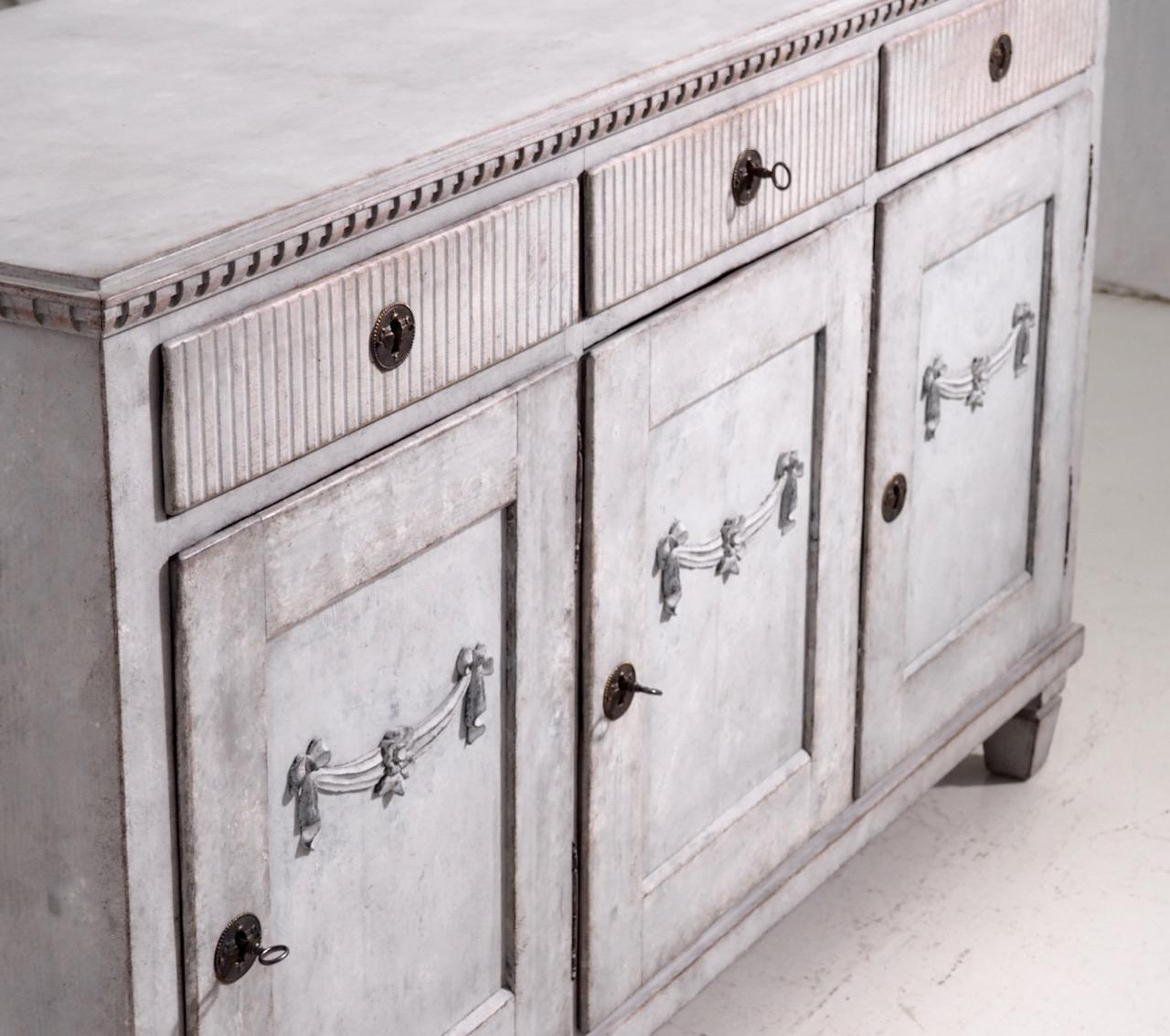 Gustavian Three-Door Sideboard, 19th Century 4