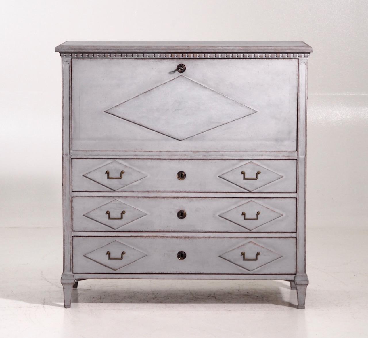 Gustavian Two-Parts Secretary, circa 1790 In Good Condition In Aalsgaarde, DK