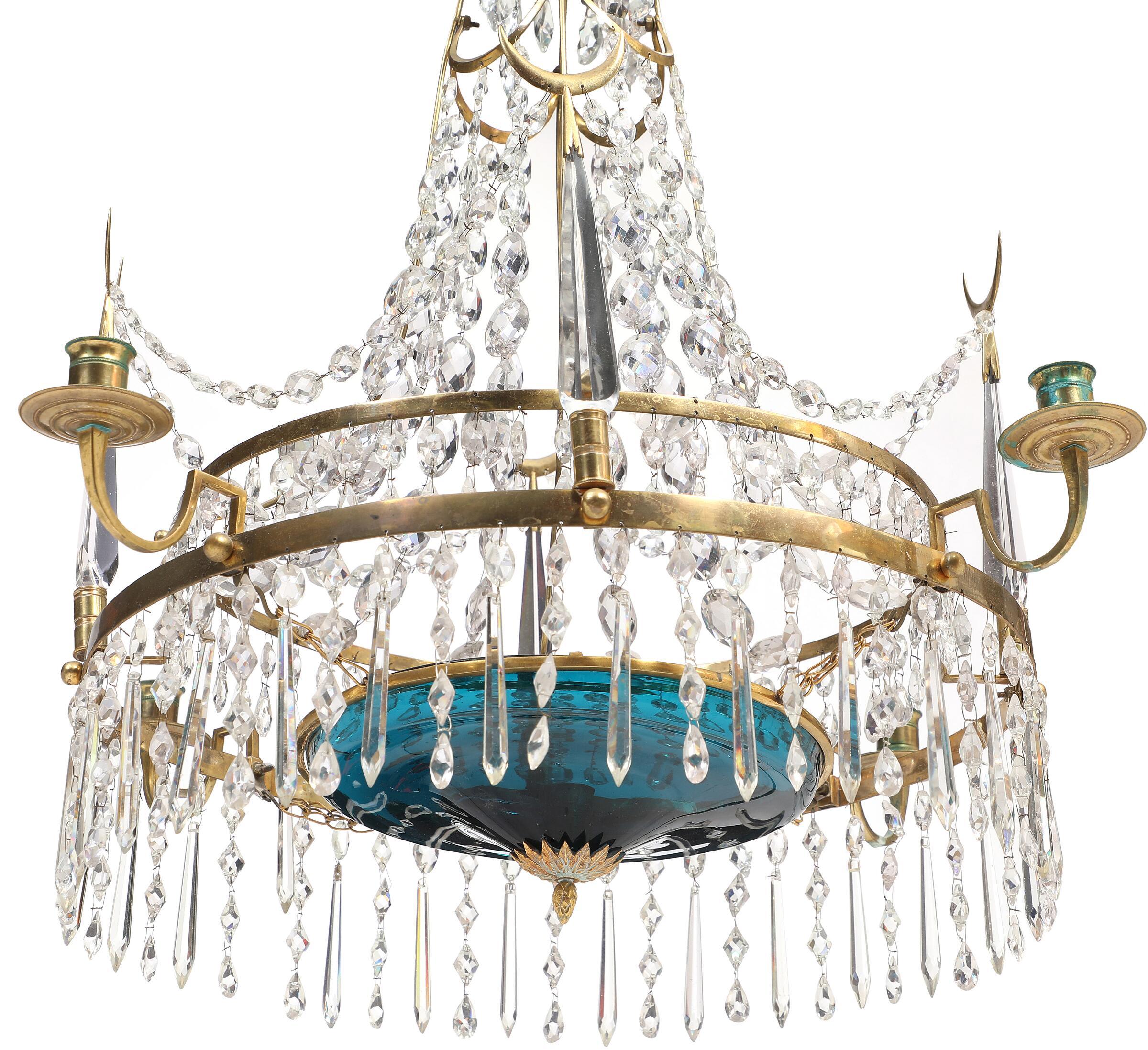 Swedish Gustavian unique chandelier, late 18th c For Sale