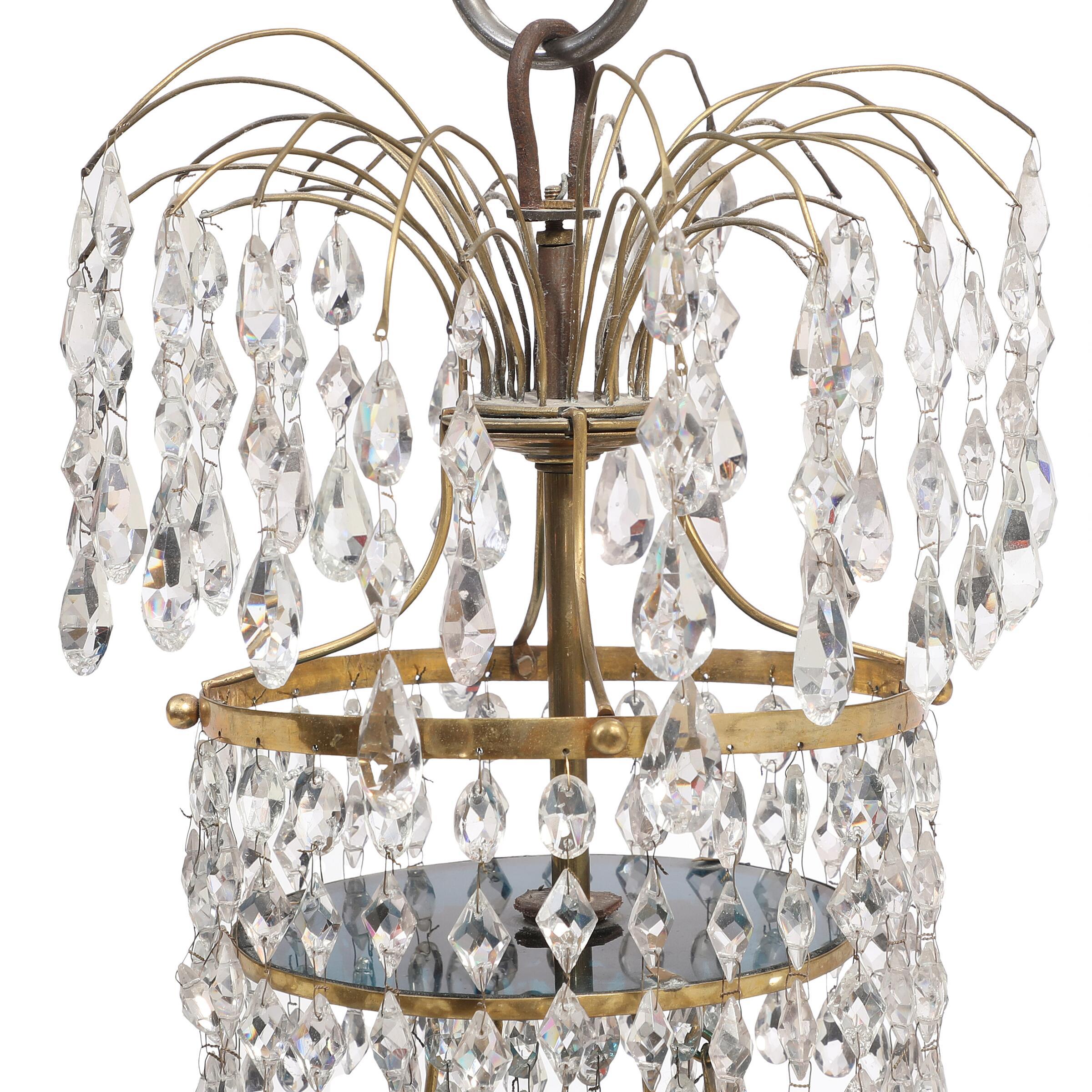 Gilt Gustavian unique chandelier, late 18th c For Sale