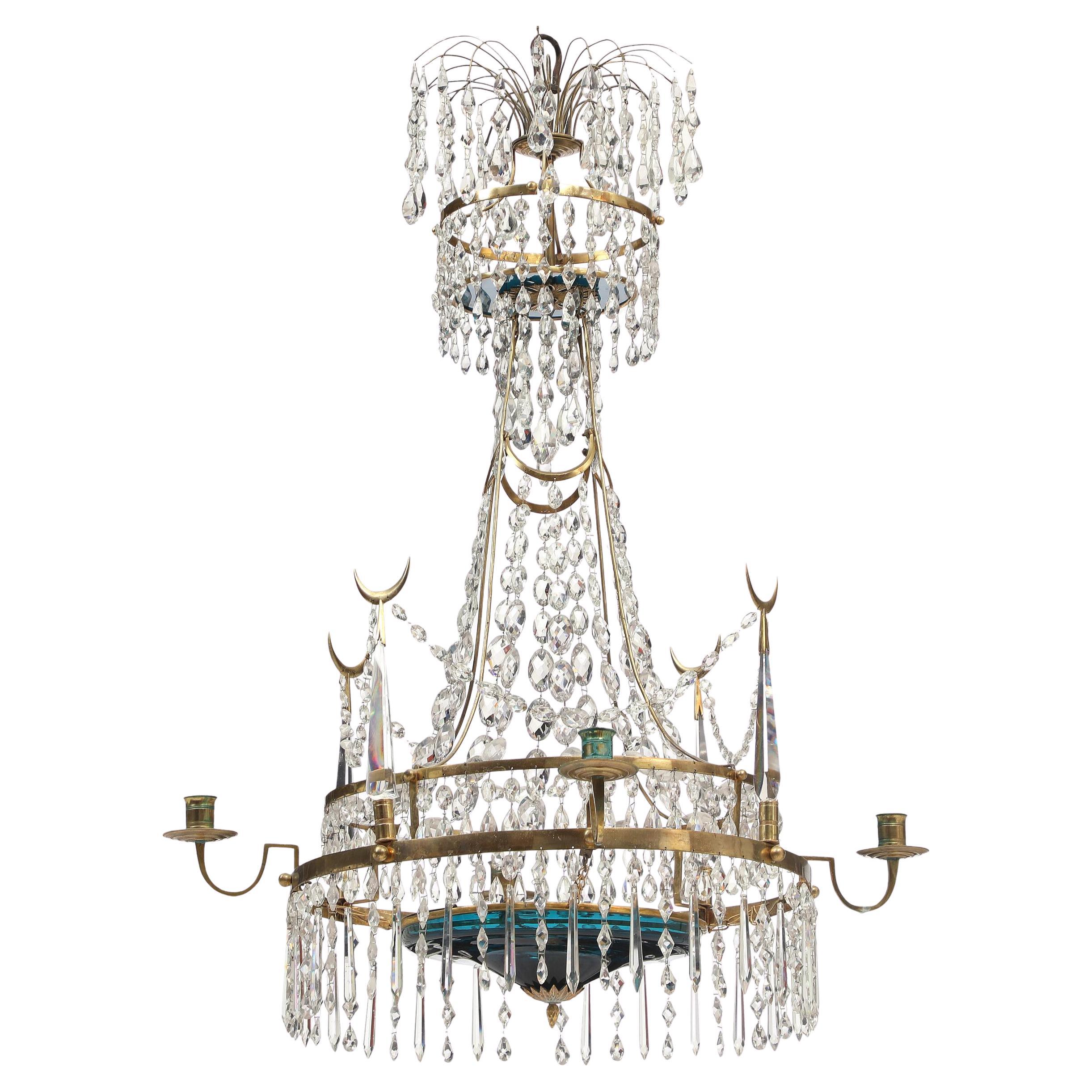 Gustavian unique chandelier, late 18th c For Sale