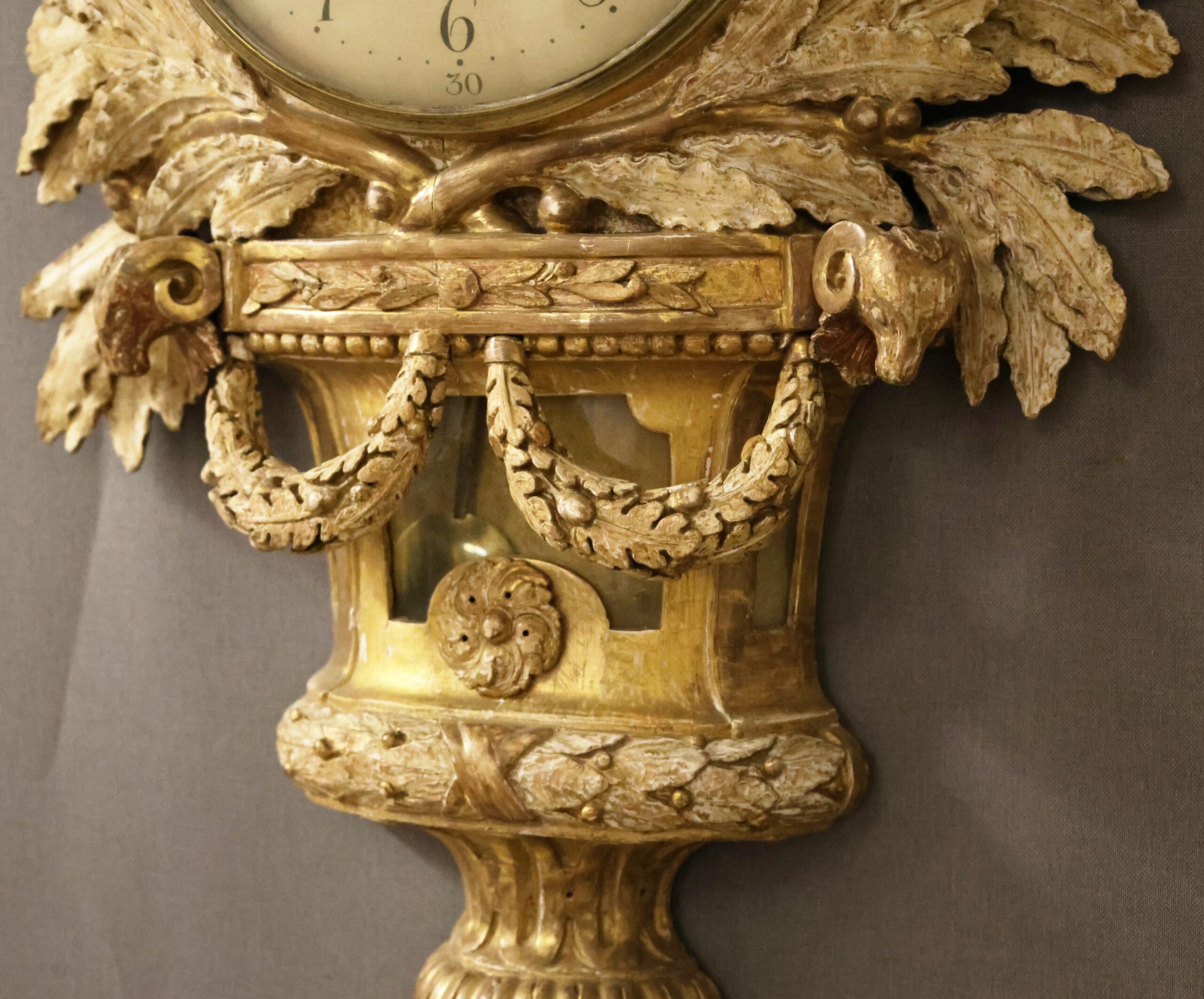 18th Century and Earlier Gustavian Wall Clock signed Jacob Kock For Sale