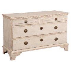 Gustavian White Painted Chest of Drawers w/ Diamond Motif, Sweden circa 1820-40