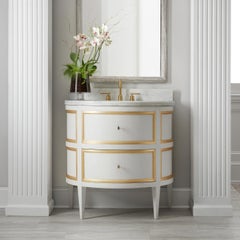 Gustavian White Painted Marble Top Vanity