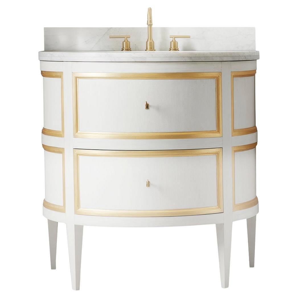 Gustavian White Painted Marble Top Vanity