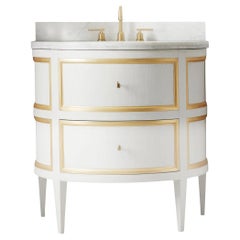 Vanity con piano in marmo verniciato bianco Gustavian