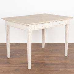 Gustavian White Painted Partner's Desk Writing Table, Sweden circa 1820-40