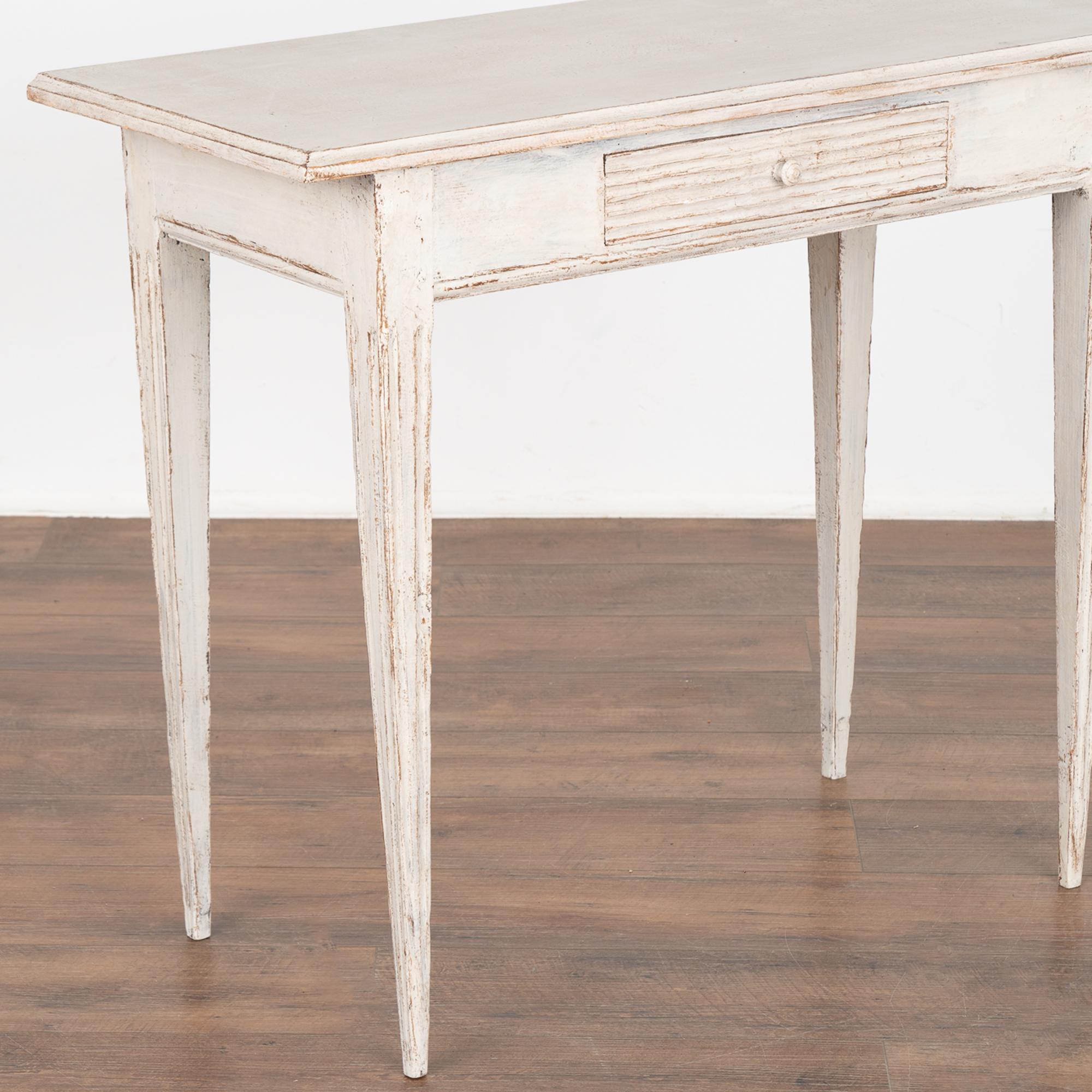 Pine Gustavian White Painted Side Table with Drawer, Sweden circa 1820-1840
