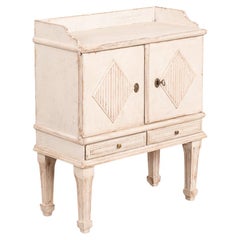 Gustavian White Painted Small Side Table Cabinet, Sweden, circa 1880