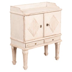 Antique Gustavian White Painted Small Side Table Cabinet, Sweden, circa 1880