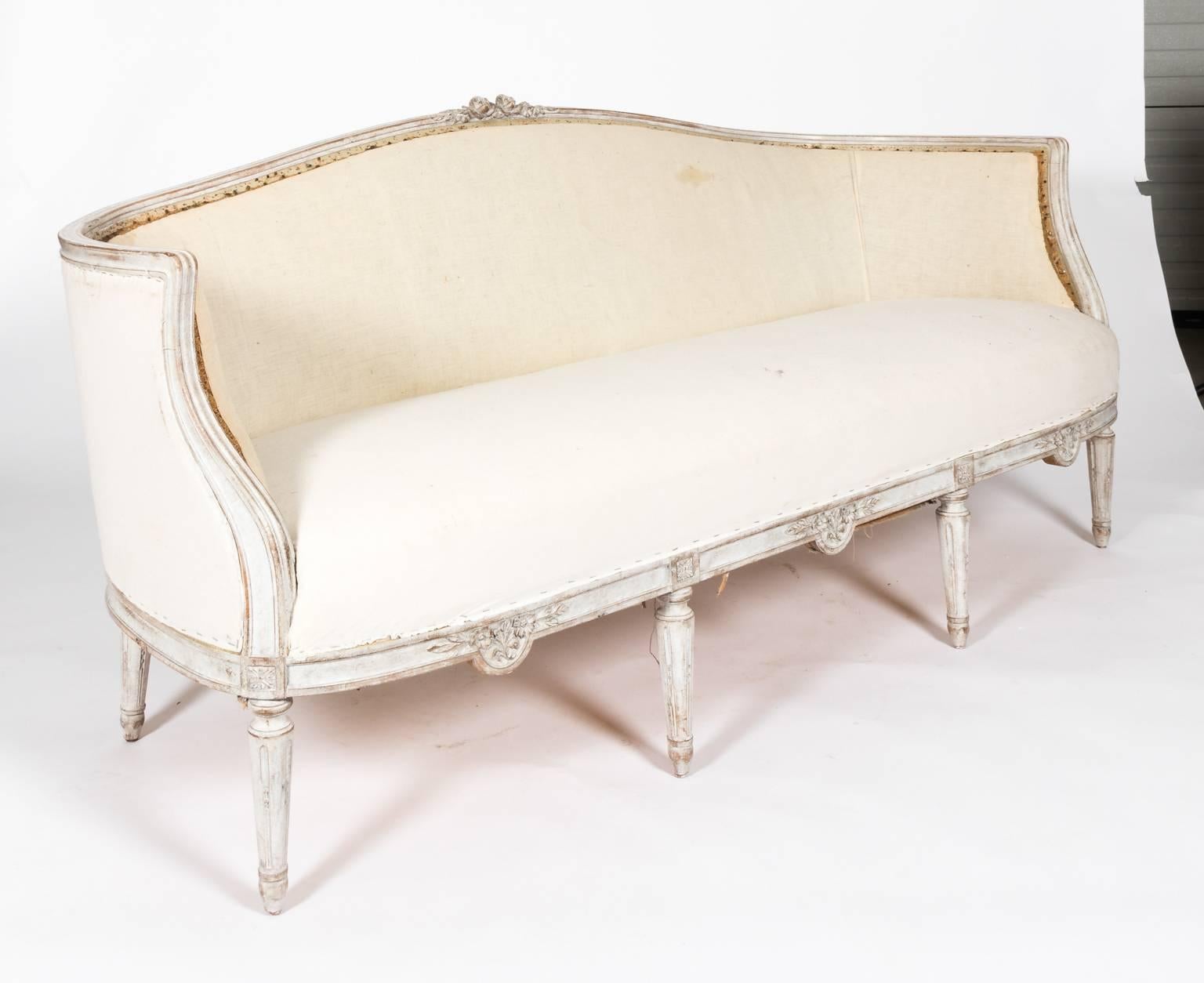 Gustavian White Painted Sofa For Sale 3