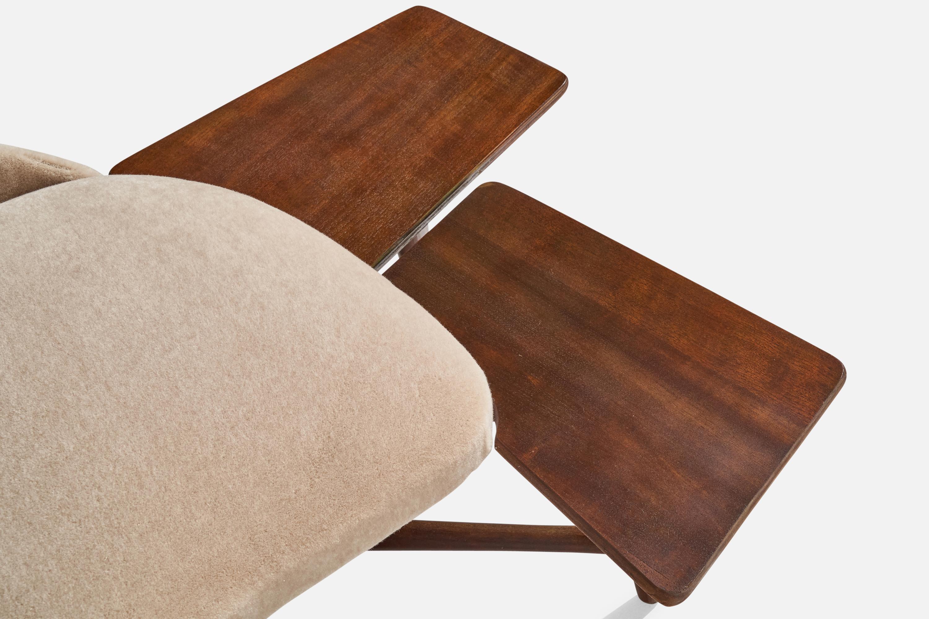 Gustavo and Vito Latis Attribution, Stools, Walnut, Mohair, Italy, 1950s For Sale 4