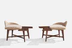 Gustavo e Vito Latis Attribuzione, sgabelli, noce, mohair, Italia, anni '50