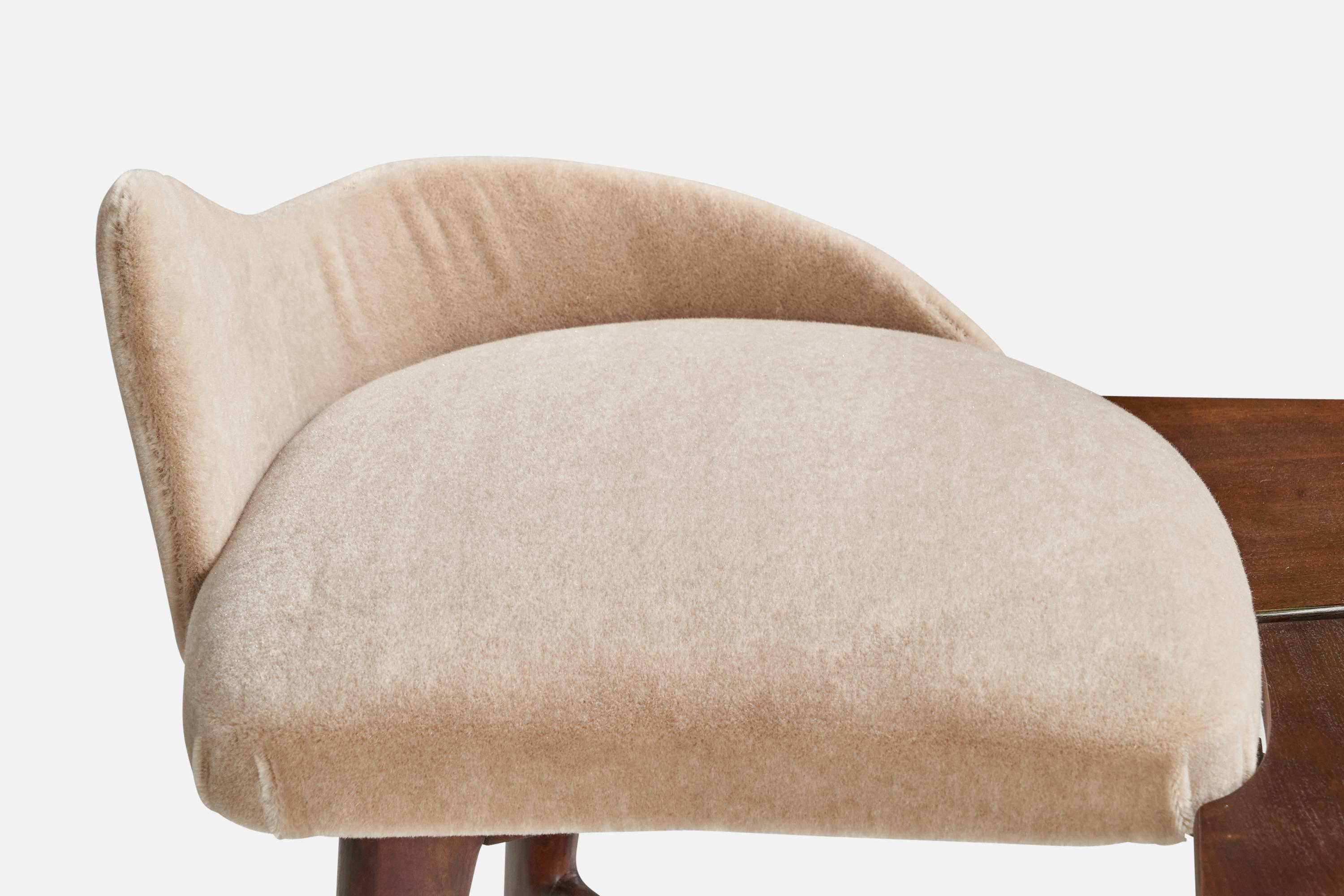Gustavo and Vito Latis Attribution, Stools, Walnut, Mohair, Italy, 1950s In Good Condition For Sale In High Point, NC