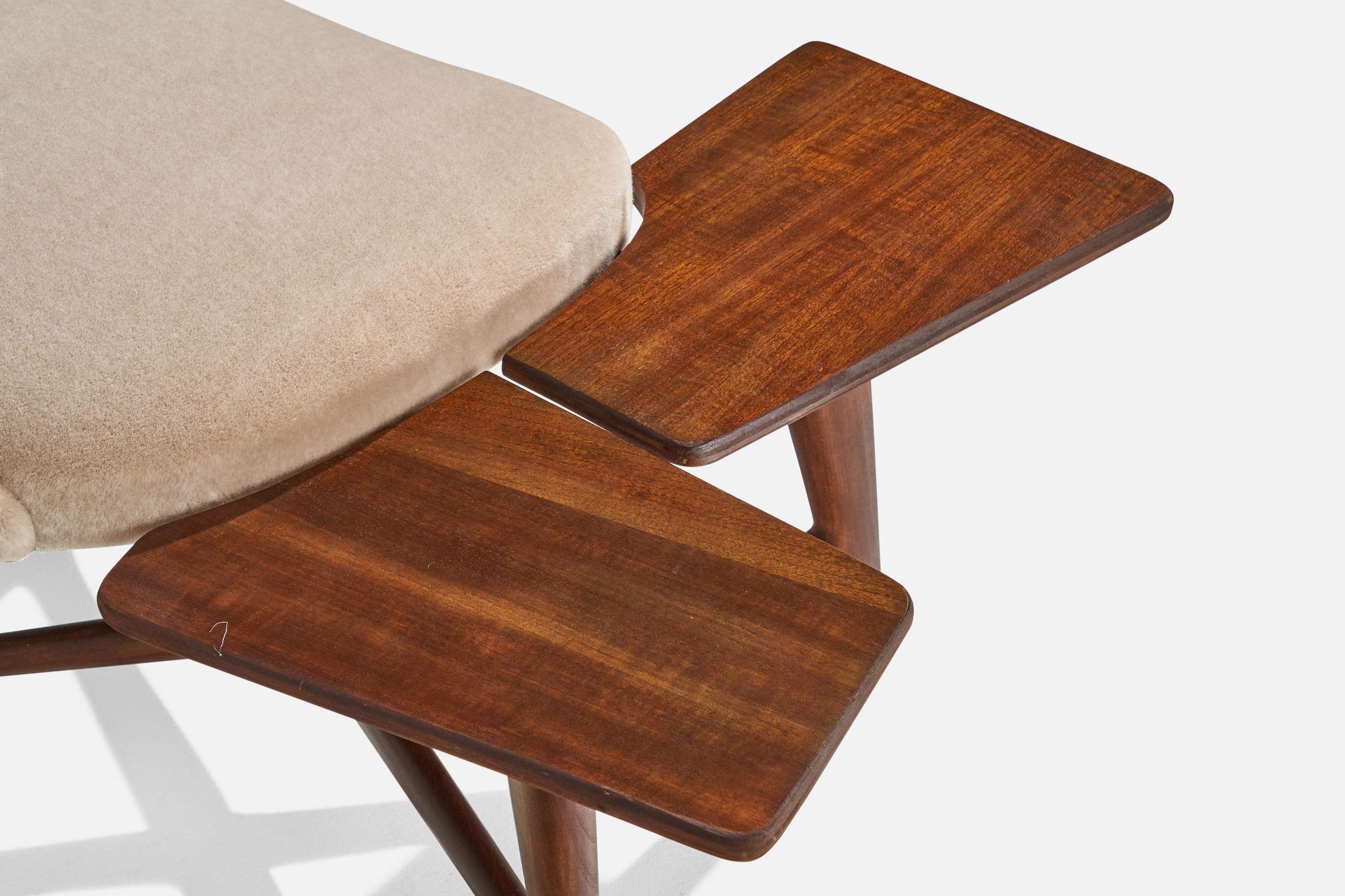 Gustavo and Vito Latis Attribution, Stools, Walnut, Mohair, Italy, 1950s For Sale 3